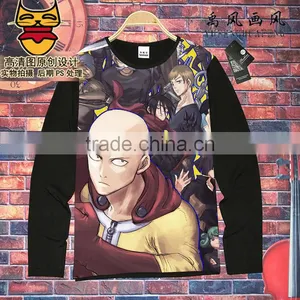 One Punch Man Hero Cartoon Sweatshirt Men Hoodie Black Fashion T-shirt Long Sleeve For Men Spring O-Neck( S-XXXL) thumbnail-1
