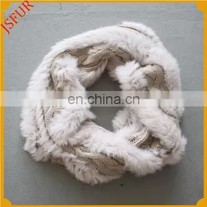 Winter Wrap Made With Rabbit Fur Wool Knit Scarf thumbnail-2