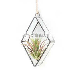 Terrarium Geometric Glass Terrarium Wholesale Rhombus With Ring thumbnail-4
