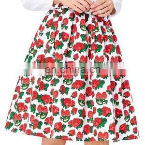 19 Colors ! Grace Karin Colorful Cheap Occident Short Retro Vintage Cotton 50s Drawberry Print Skirt CL6294-17# thumbnail-3