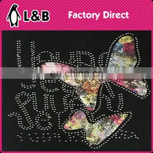 Popular Alphabet Butterfly Hot Fix Motif With Rhinestone For Garment thumbnail-1