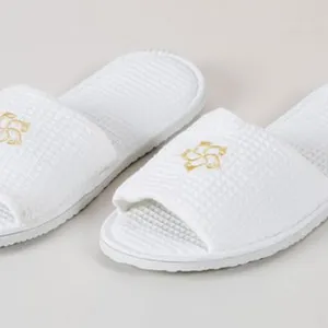 Eliya Personalized Disposable White Hotel Slippers With Embroidery thumbnail-1