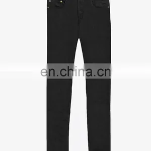 DiZNEW Custom High Waisted Men Black Straight Leg Stretch Bull Jeans thumbnail-7