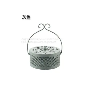Iron Fireproof Mosquito Coil Box Tray Household With Lid Gray Color thumbnail-2