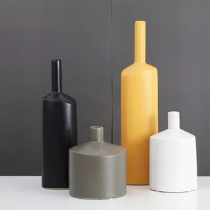 Simple Small Bore Corrosion Resistance Pure Color Flower Arrangement Vase Soft Decoration thumbnail-1
