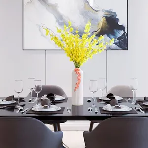 Sunflower Large White Knit Gilded Hand Made Moon Flower Ceramic Floor Vase For Living Room thumbnail-2