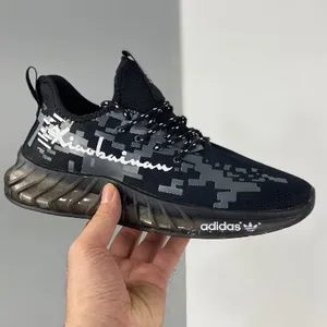 Adidas Knitted Running Shoes in Black/White For Sale thumbnail-1