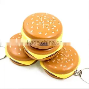 Cute Hamburger Cheese LED Flash Light Functional Keychain Key Chain Ring thumbnail-4