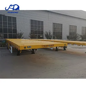 Hot Sale 40ft Flatbed Trailer 3 Axles 50Tons Mechanical Suspension Container Fatbed Semi-Trailer thumbnail-4