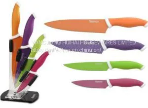 Kitchen Knife Set,Knives Set Stainless Steel Kitchen Knives With Ergonomic Handle & Rainbow Titanium Coated- Cooking Set of Knives thumbnail-4