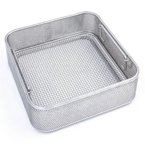 Sterilisation Basket – Replace Green Plastic Trays Sterilisation Basket – Wire Mesh Base, Perforated Sides – Various Sizes thumbnail-3