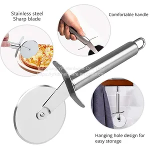 Kitchen Accessories Home and Kitchen Gadgets Stainless Steel Single Wheel Pizza Knife Baking Tool Pizza Cutter thumbnail-1