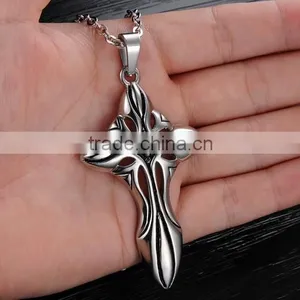 2016 Hotselling Design Gothic Wind The Cross of Carve Patterns Rock and Roll Style Titanium Steel Necklace thumbnail-2