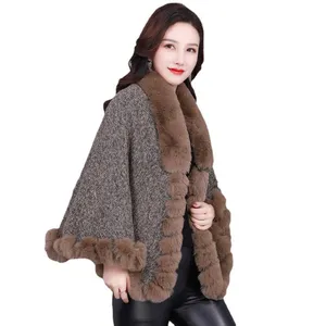 2025 New Coat Cloak Imitation Fur Knitted Shawl Coat Plush Outside to Wear thumbnail-1