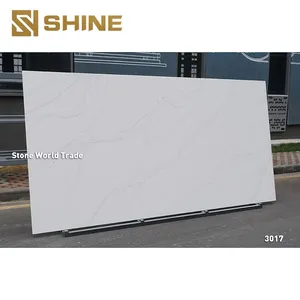 Widely Used White Calacatta Quartz Big Slab Counter Top for Kitchen Villa Bedroom Hotel Indoor for Table Top Dining Mall Use thumbnail-5