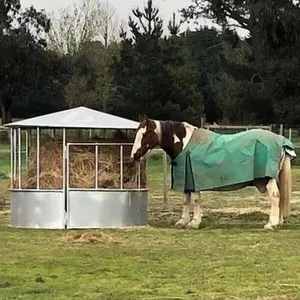 Waterproof Round Bale Feeder for Cattle Sheep and Horse With Cover Roof for Farm Trellis & Gates thumbnail-3