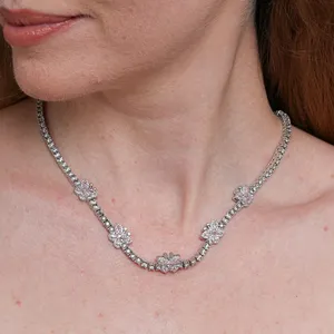 Shining Star Jewelry Women's Moissanite Colored Zircon Butterfly Tennis Necklace thumbnail-2