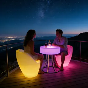 Modern Plastic Bar Luminous Table Chair Set Outdoor Club Use 16 Color Variable Lighting Waterproof Eco-Friendly Commercial thumbnail-4