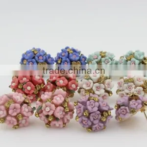 Fashion Beautiful Colorful Ball Stud Earrings Latest Style Flower Earrings For Girls thumbnail-5