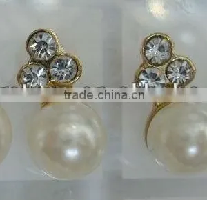 Pearl Tiny Sharp Stud Earring Pins With Rhinestone, Fashion Alloy Stud Earring Pin thumbnail-1