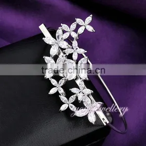 Wholesale Mexican Jewelry Zircon Flower Gold Plated Bangle Bracelet thumbnail-5