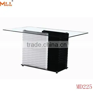 Modern Glass Top Leather Legs Dining Table thumbnail-1