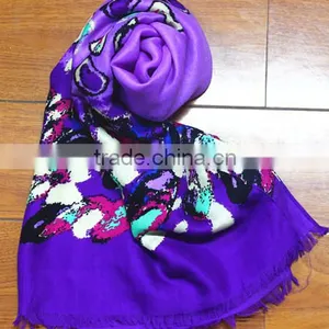 Fashionable Voile Scarf Flower Printed Long Scarf Woven Scarf Tartan Plaid Scarf thumbnail-1