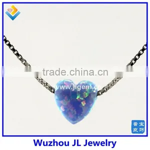 2015 New Product Synthetic Heart Opal Pendant With 925 Sterling Silver Chain Necklace thumbnail-3