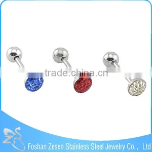 2016 New Arrival Surgical Steel Flashing Crystal Titanium Anodized Pentagram Tongue Ring thumbnail-5