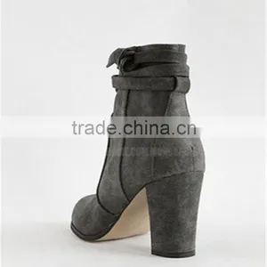 New Arrival High Heel Ladies Suede Ankle Gray European Button Ankle Boots Shoes thumbnail-4