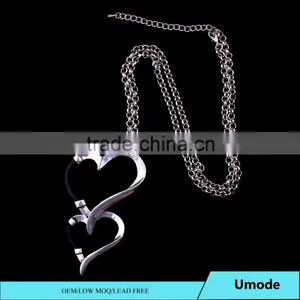 Hot New Products Heart to Heart Pendant Necklace Silver Simple Double Heart Necklace for the Elderly thumbnail-1