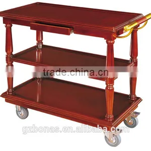 Three Layers Wood Tea Trolley, Antique Wooden Serving Trolley thumbnail-2