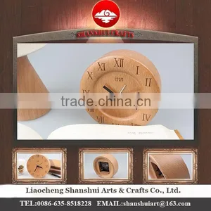 Hot Sale Shanshui New Design 100% Wooden Carving Desktop Clock, DRZ008 thumbnail-1