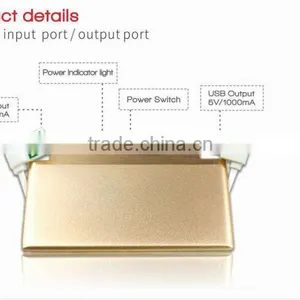 1350mAh Fancy Credit Card Power Bank Built in Cable thumbnail-2