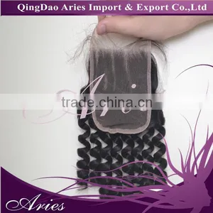 Virgin Brazilian Curly Closure,100% Human Hair Lace Closure 4x4,,Natural Color 1B thumbnail-3