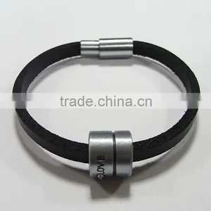 Fashion Black Genuine Leather Bracelet thumbnail-1