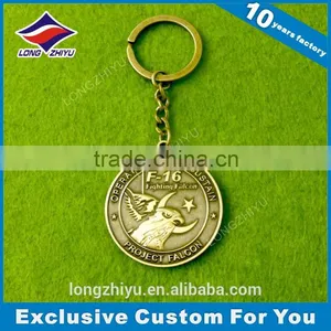 Antique Bronze Plated 3D Metal Pakistan Eagle Keychain for Sale thumbnail-2