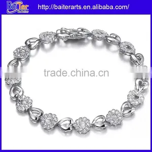 Fashion 925 Sterling Silver Diamond Heart Shaped Tennis Bracelet Heart Bracelet thumbnail-2