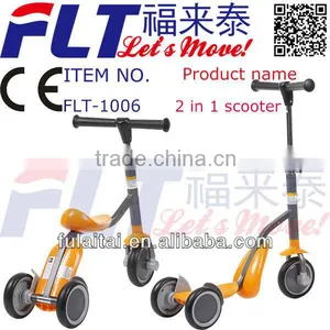 Hot Selling 2 in 1 FLT-1006 Three Wheel Kids Scooter With Strong Steel and PU Wheel for Sale in 2013 thumbnail-1