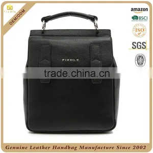 Guangzhou Factory OEM Pebble Leather Mens Bag Dual Use Backpack and Messenger Bag Custom Bucket Black Leather Bag for Men thumbnail-2