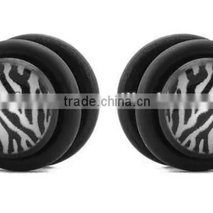 White Zebra Stripes Magnetic Fake Ear Plugs thumbnail-1