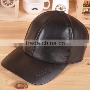China Supplier pu Leather 6 Panels Hat Cap Baseball Cap Custom Hats Leather Cap for Men Supplier's Choice thumbnail-2