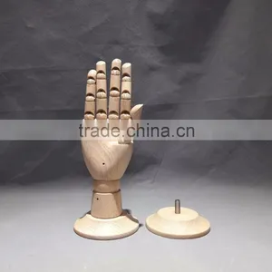 25cm Height Female Right Wooden Hand Beech Wood With Round Wooden Base thumbnail-2