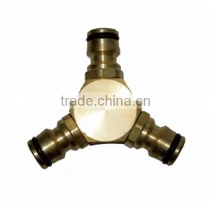Brass Water Coupling 3 Way Hose Connector thumbnail-1