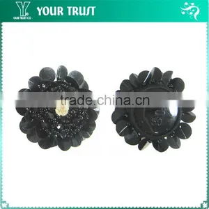 8MM Clear Rhinestone 10MM Sequin Black Bead Black Fabric Shank Cover Button thumbnail-1