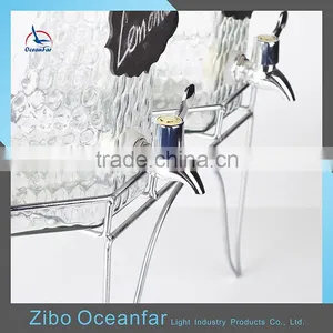 Eco-friendly Twins Glass Jar Set 2 Glass Beverage Dispenser Clear Drink Dispenser Glass With Tap Metal Stand thumbnail-3
