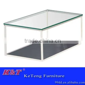 Modern Double Layer Glass Wooden Tea Table thumbnail-1