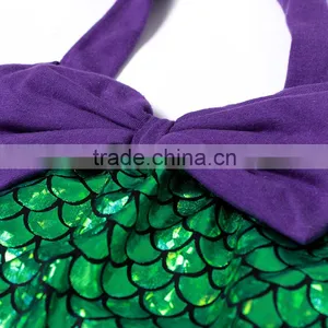 2016 Hot Sale Purple and Grenn Children Clothes Mermaid Swimsuits With Matching Headband Quality Choice thumbnail-3