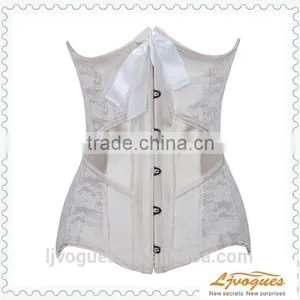 Noble Excellent White Brocade Bridal Corset Polyester Strapless Lace-Up Front Busk Closure Shapewear thumbnail-1