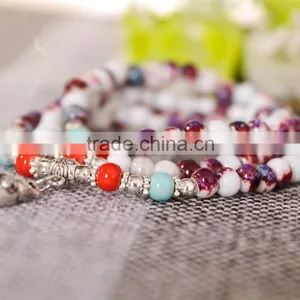 Mixed Color - 108 Prayer Beads Bracelet Porcelain Buddhist Vintage Style Meditation Mala Beads thumbnail-2